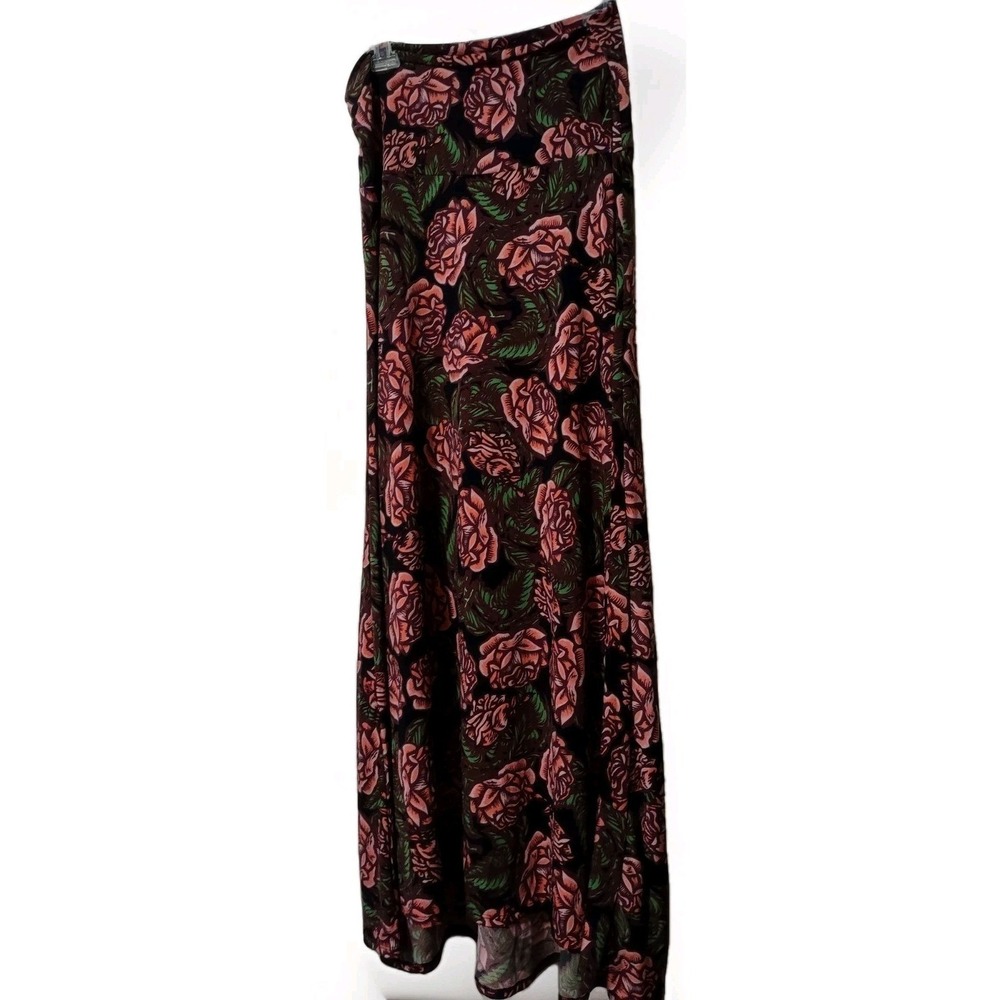 LuLaRoe Skirt Women's Size Large Floral Design A-Line Pull On Midi Length Roses